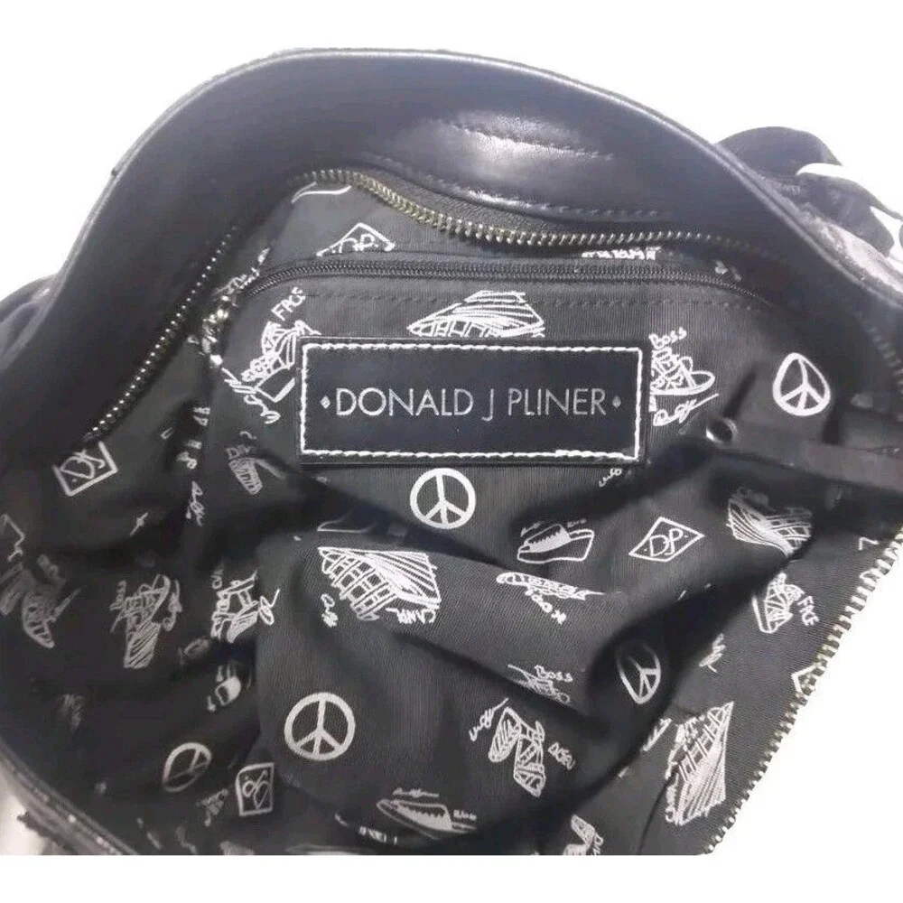 Donald J. Pliner Jett Reflections Hobo Shoulder Bag Black Leather Retail $275